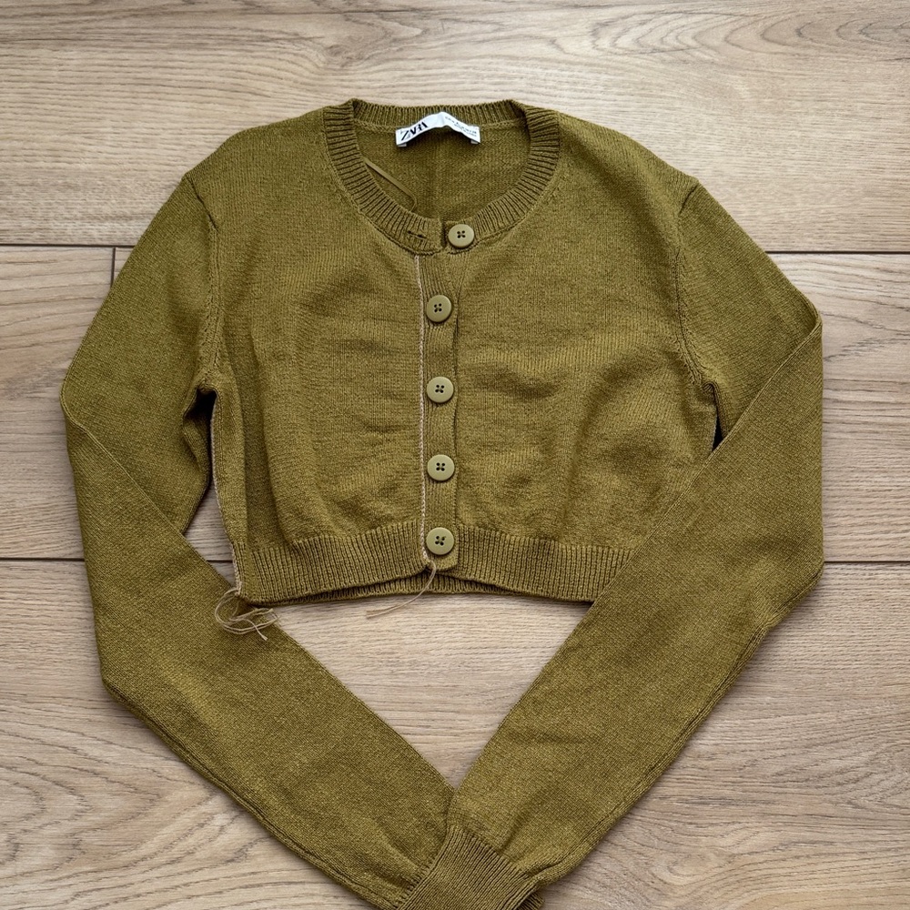 Zara Mustard Cardigan Sweater